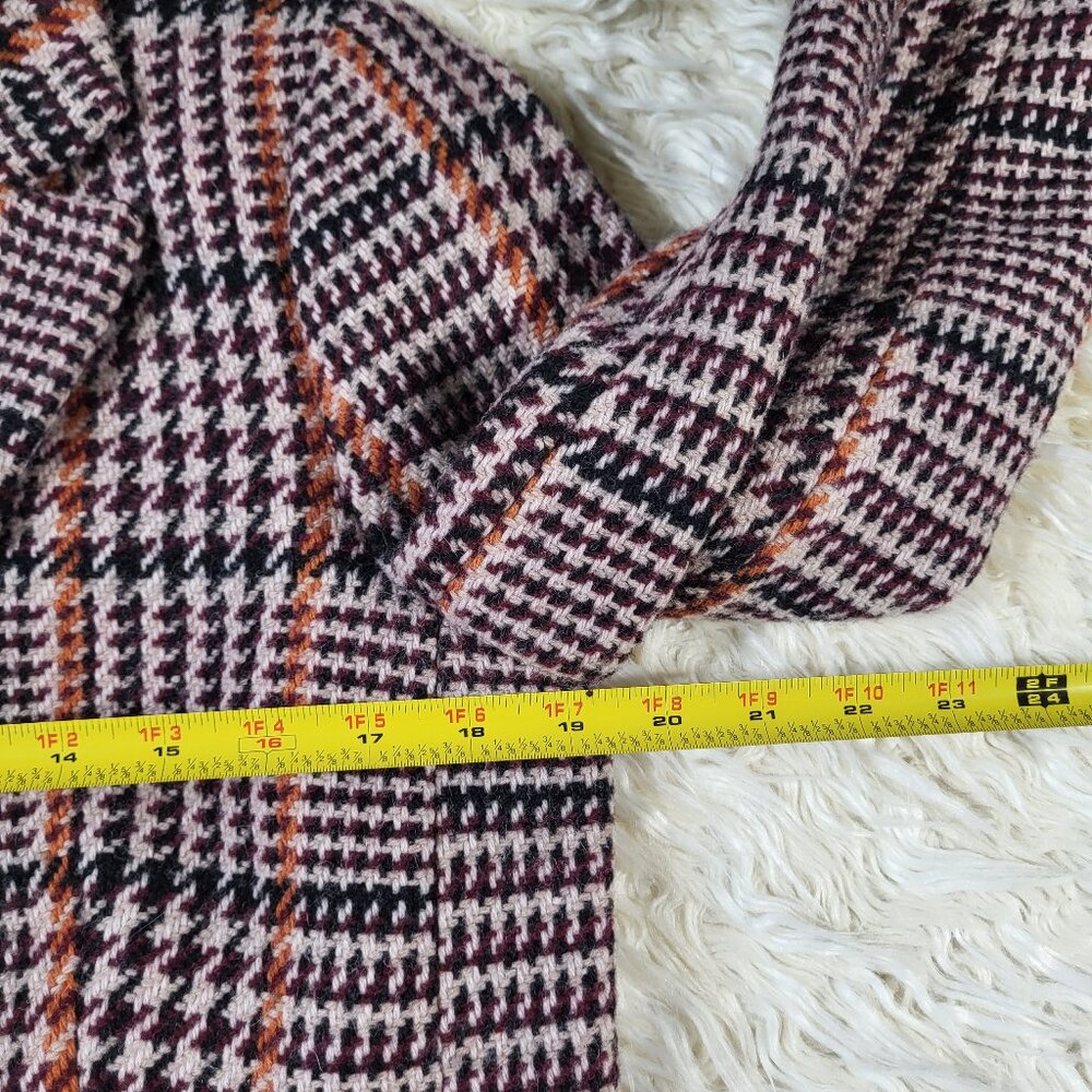J Crew Single Breasted Topcoat Cabernet Plaid Coat - Size 6 - Picture 10 of 16